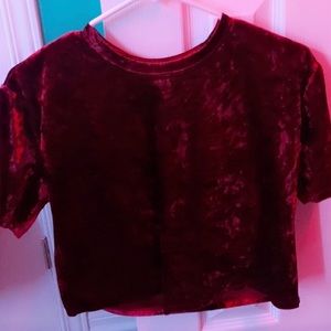 cropped comfy red velvet shirt